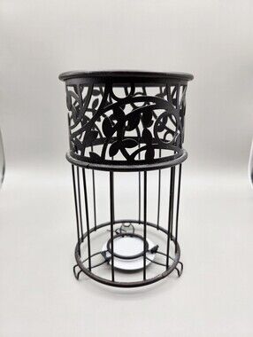 Inter Design - Decorative Brown Metal Candle Lantern, Cut-out Pattern, NWT